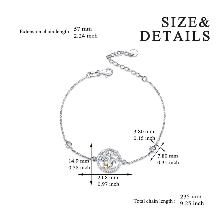 925 Sterling Silver Owl And Tree Of Life Bracelet - onlyone