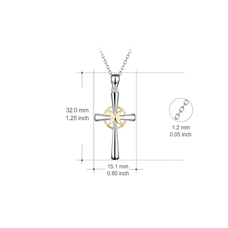 925 Sterling Silver Cross pendant Necklace With Lotus Cross Necklace For Women - onlyone
