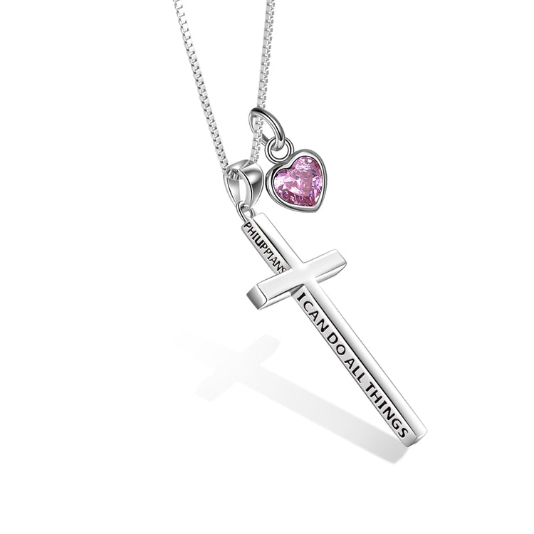 Collier croix gravée 3D en argent sterling 925