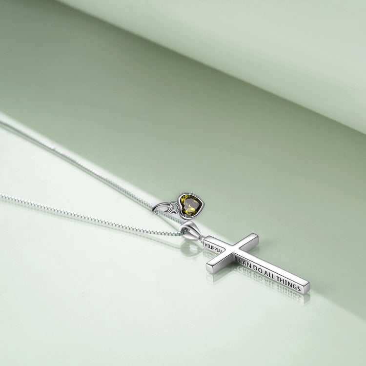 Collier croix gravée 3D en argent sterling 925