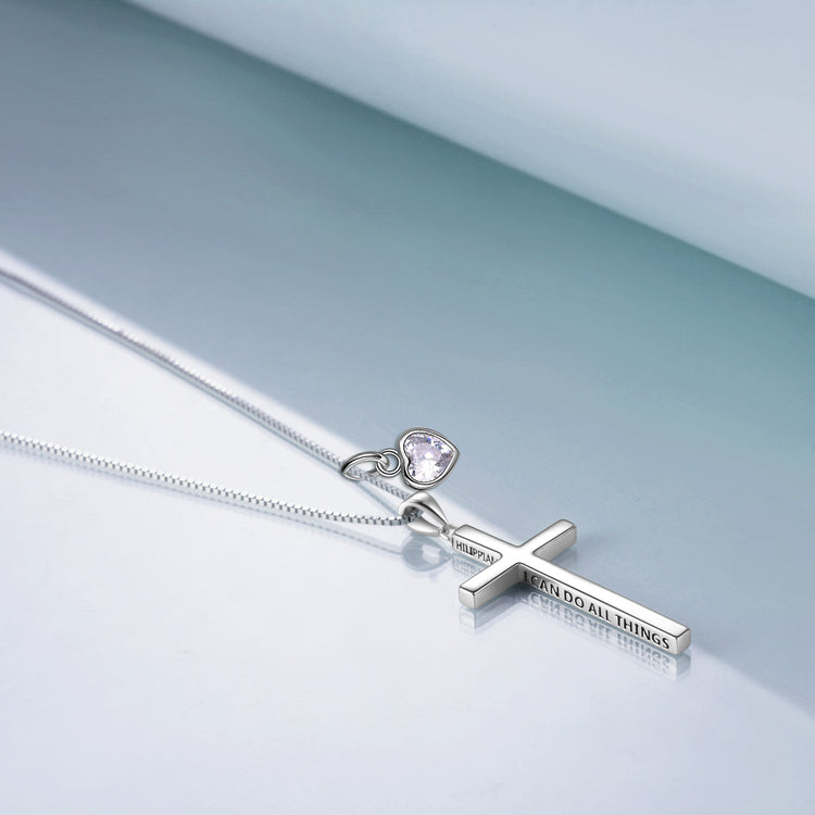 Collier croix gravée 3D en argent sterling 925