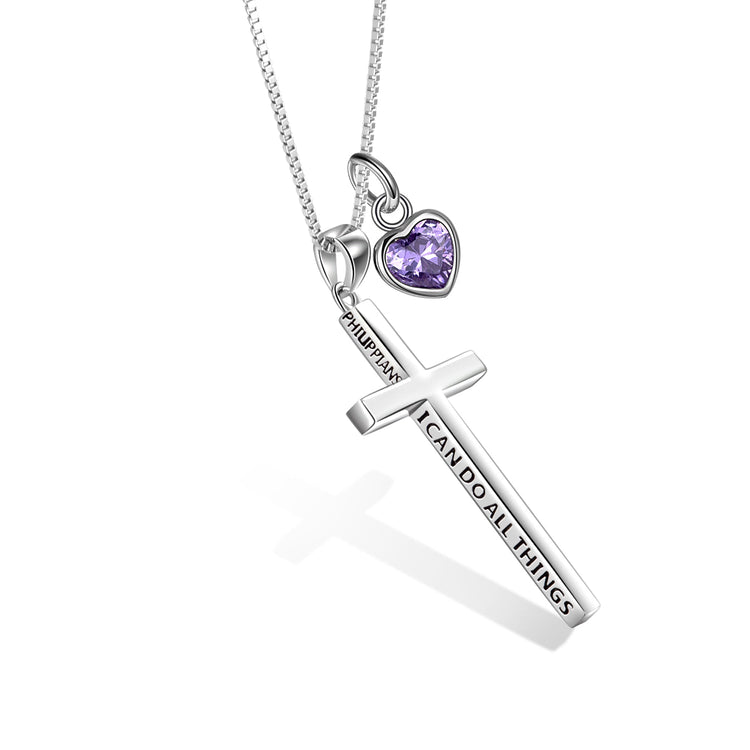 Collier croix gravée 3D en argent sterling 925
