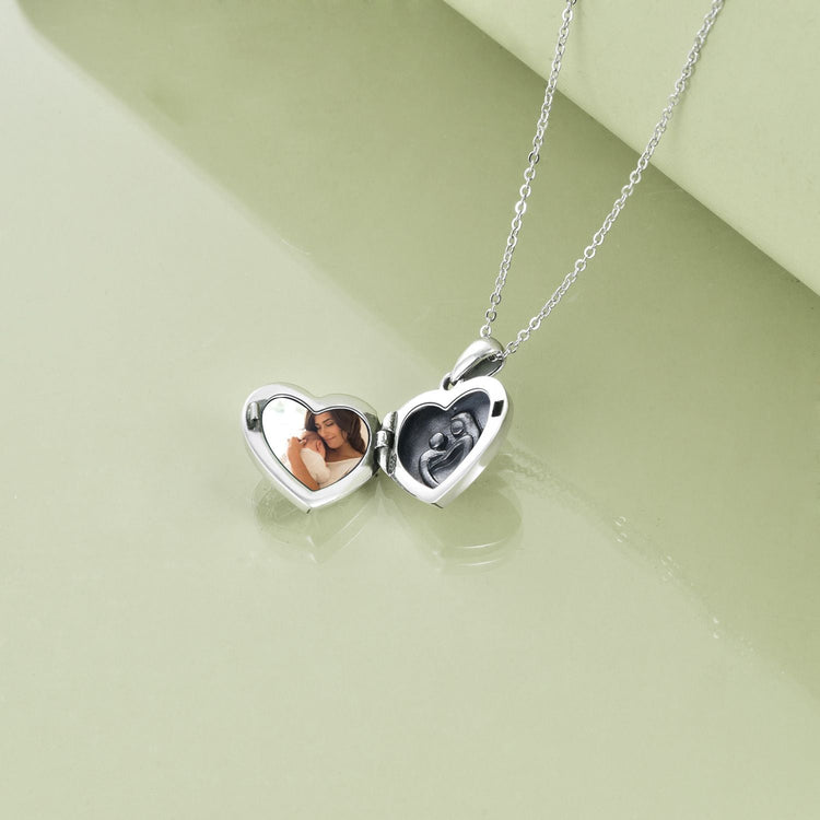 925 Sterling Silver Heart Tree Photo Locket Necklaces - onlyone