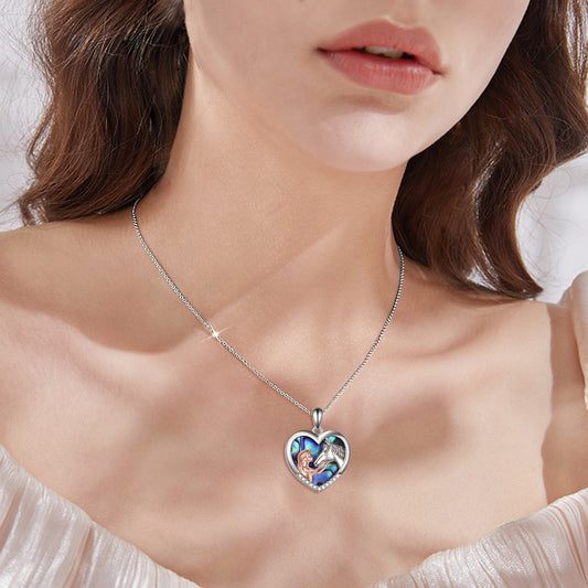 925 Sterling Silver Horse with Girl Heart Pendant Necklace for Girls, Girlfriend,Women, Teens, Daughter