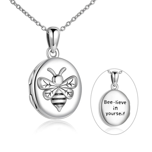 925 sterling silver bee-lieve photo necklaces - onlyone