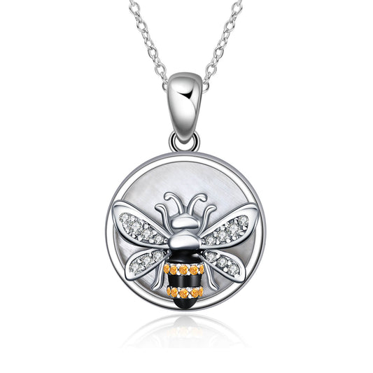 925 Sterling Silver Bee Coin Necklace - onlyone