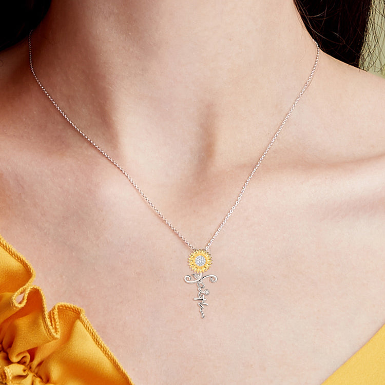 925 Sterling Silver Sunflower Faith Cross Necklace - onlyone