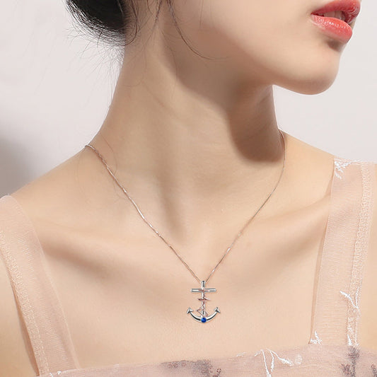 925 Sterling Silver Anchor Pendant Necklace Nautical Jewelry for Women Girls