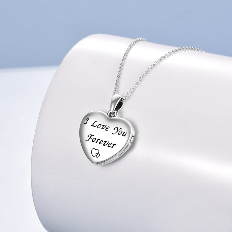 925 Sterling Silver Horse And Girl Photo Heart Locket Necklace That Hold Pictures Gift for Women - onlyone