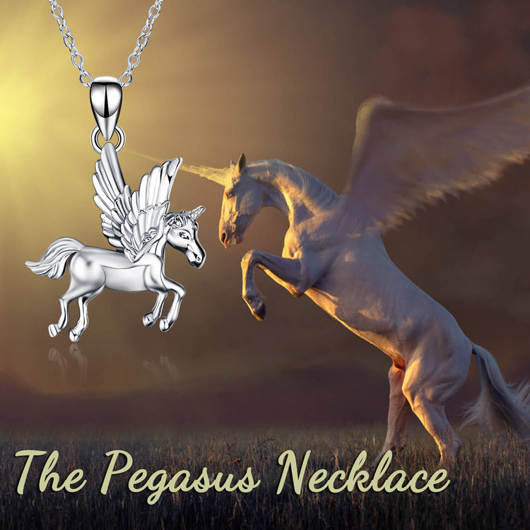 925 Sterling Silver Pegasus Pendant Necklace
