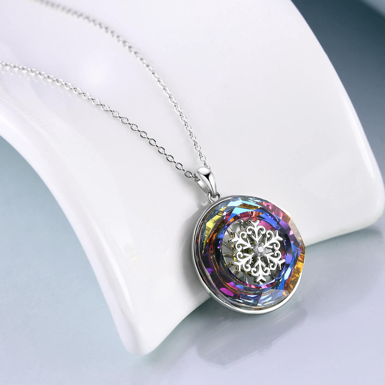 925 Sterling Silver Snowflake With Crystal Necklace