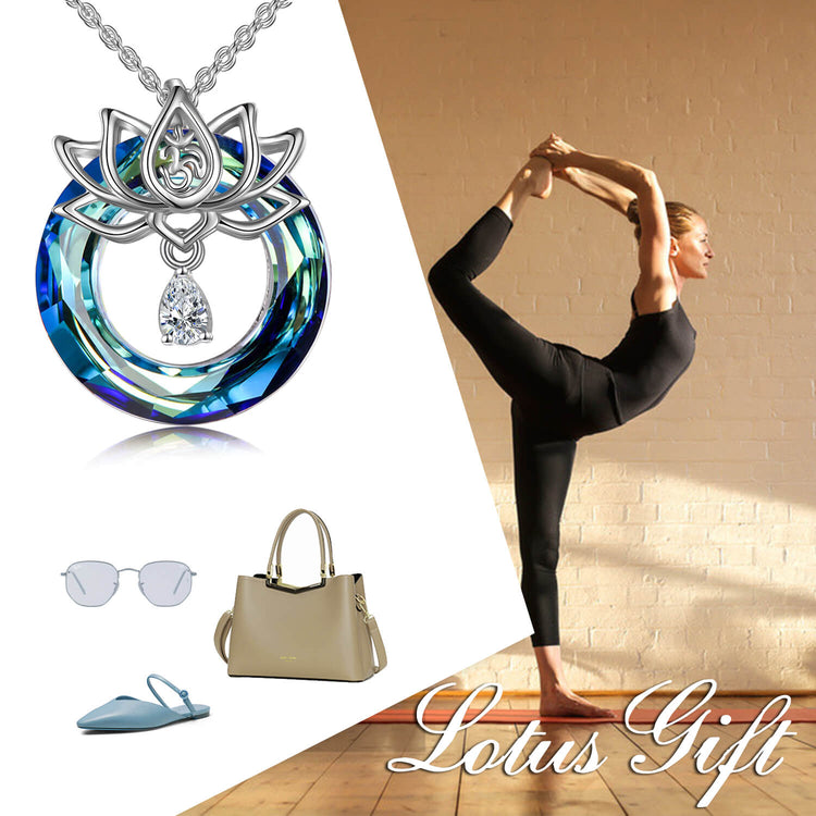 925 Sterling Silver Lotus Flower With Crystal Necklace