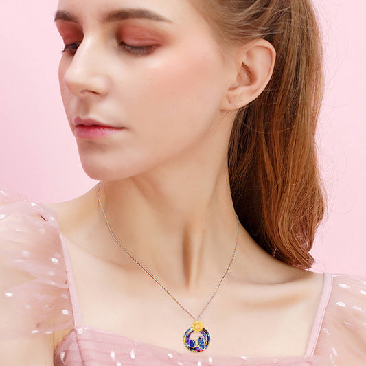 925 Sterling Silver Daisy Sunflower Butterfly Necklace With Crystal