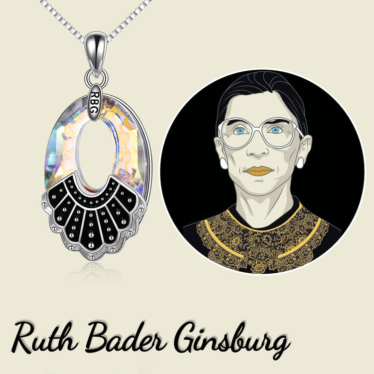 925 Sterling Silver Ginsburg RBG Collar Necklace With Crystal
