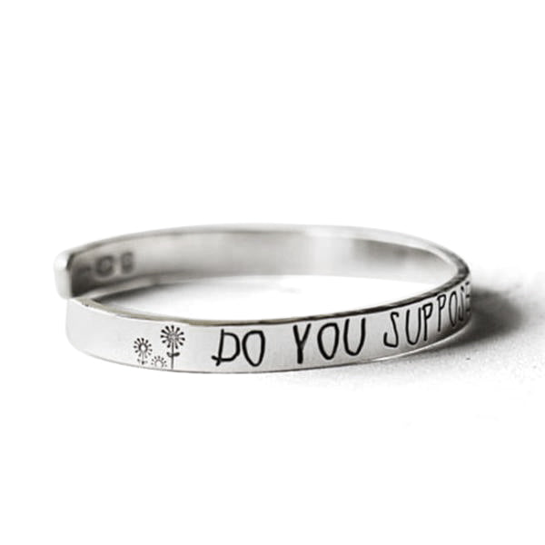 925 Sterling Silver Personalized Wildflower Cuff 6�7.5�Inspirational Bracelet - onlyone
