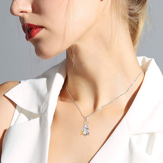 925 Sterling Silver Cute Rabbit Bunny Necklace