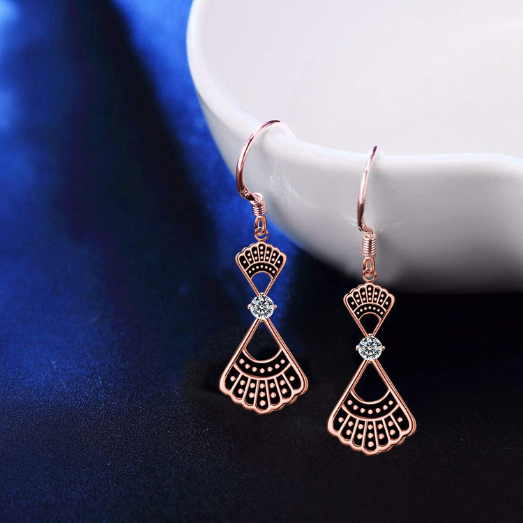 925 Sterling Silver RBG Dissent Collar Dangle Drop Earrings With Crystal