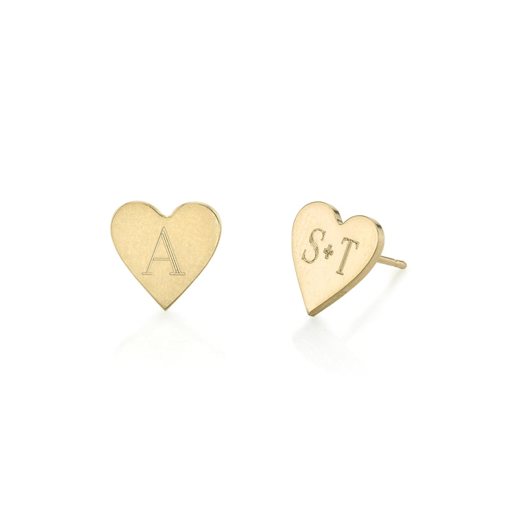 925 Sterling Silver Personalized Love Heart Alphabet Stud Earrings - onlyone