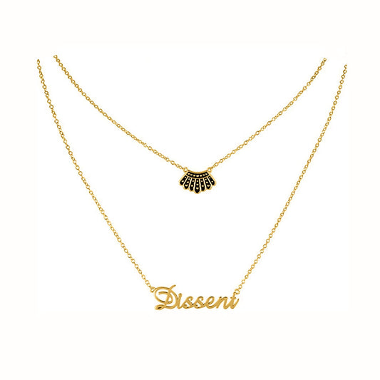 925 Sterling Silver Ginsburg Dissent Collar Necklace With Personalized Name Multilayer Necklace