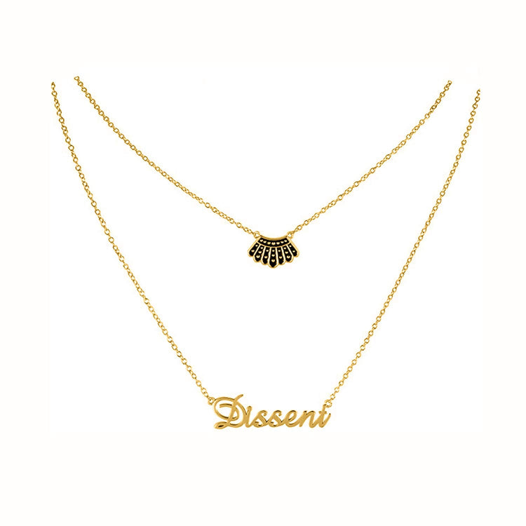 925 Sterling Silver Ginsburg Dissent Collar Necklace With Personalized Name Multilayer Necklace