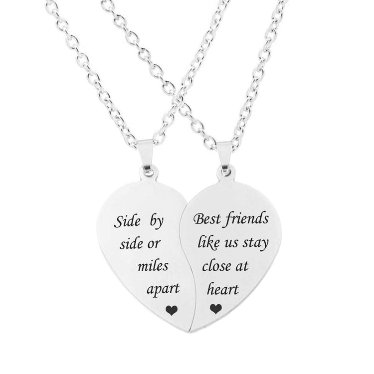 925 Sterling Silver BFF Necklace for 2-Split Valentine Heart Necklace