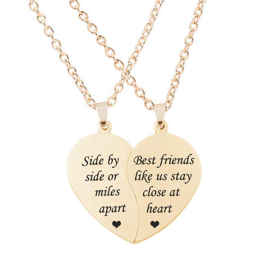 925 Sterling Silver BFF Necklace for 2-Split Valentine Heart Necklace