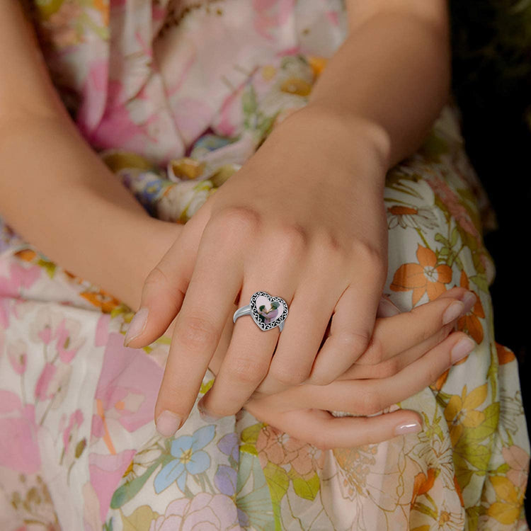925 Sterling Silver Heart Photo Ring For Pictures