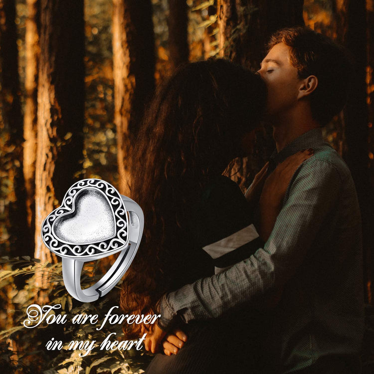 925 Sterling Silver Heart Photo Ring For Pictures