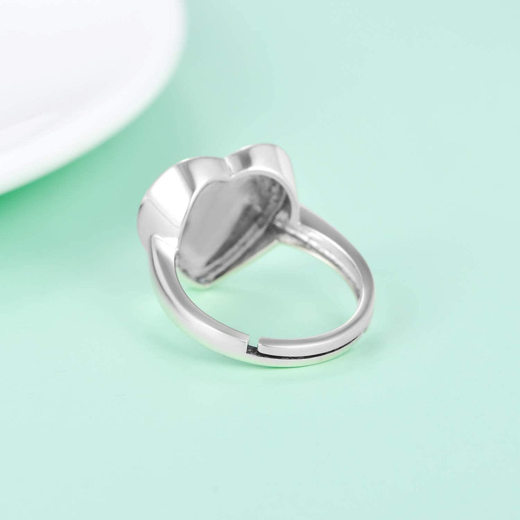 925 Sterling Silver Heart Photo Ring For Pictures