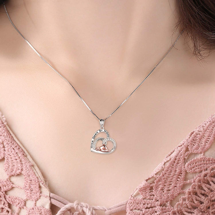 925 Sterling Silver Sloth Heart Necklace