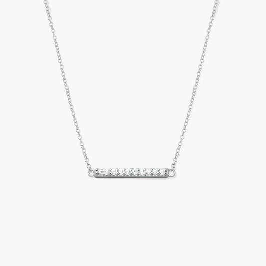 925 Sterling Silver Sparkle Bar Necklace - onlyone