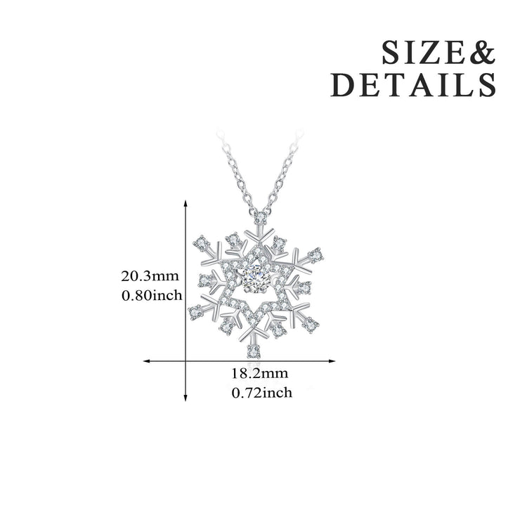 925 Sterling Silver Snowflake Necklace With Cubic Zirconia Christmas Gift - onlyone