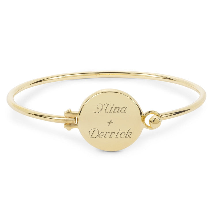 925 Sterling Silver Personalized Circle Bangle - onlyone