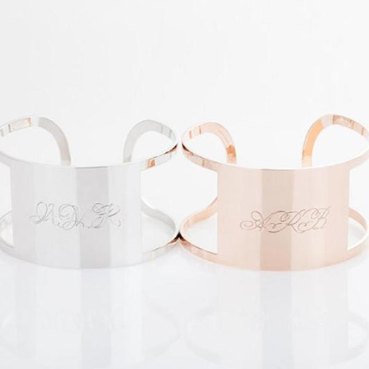 925 Sterling Silver Personalized Monogram Cuff 6�7.5�- onlyone