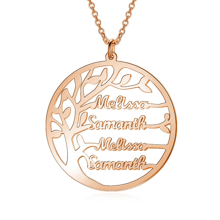 925 Sterling Silver Personalized Tree Of Life Custom Name Necklace Family Tree Pendant Necklace - onlyone