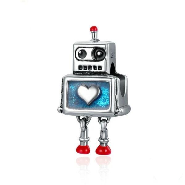 925 Sterling Silver Charms Bracelets Necklace Robot Pendant Jewelry Gift - onlyone