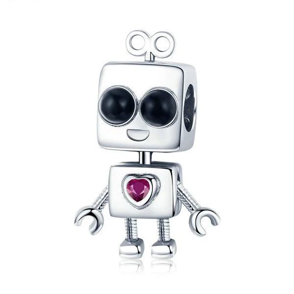 925 Sterling Silver Charms Bracelets Necklace Robot Pendant Jewelry Gift - onlyone