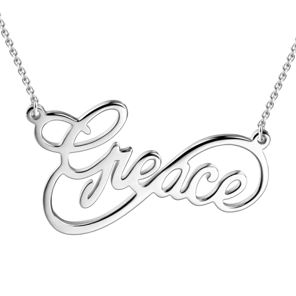 925 Sterling Silver Infinity Name Necklace Nameplate Necklace - onlyone