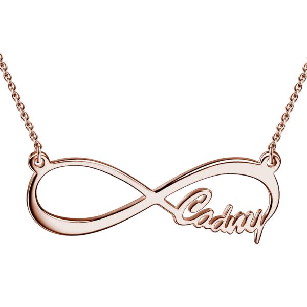 14K Yellow Gold Personalized Infinity Single Name Necklace Adjustable 16" - 20" White Gold/Yellow Gold/Rose Gold - onlyone