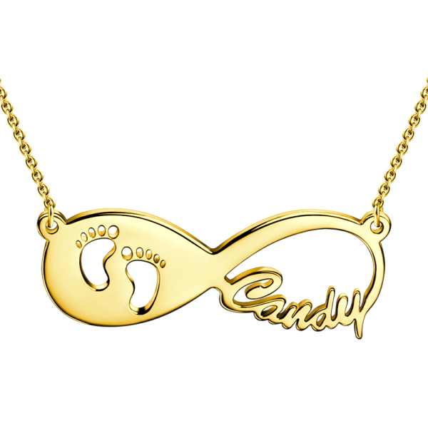 925 Sterling Silver Infinity Footprint Name Necklace Nameplate Necklace - onlyone