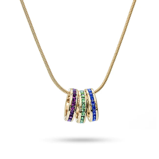 925 Sterling Silver Custom Stackable Eternity Birthstone Charm Necklace