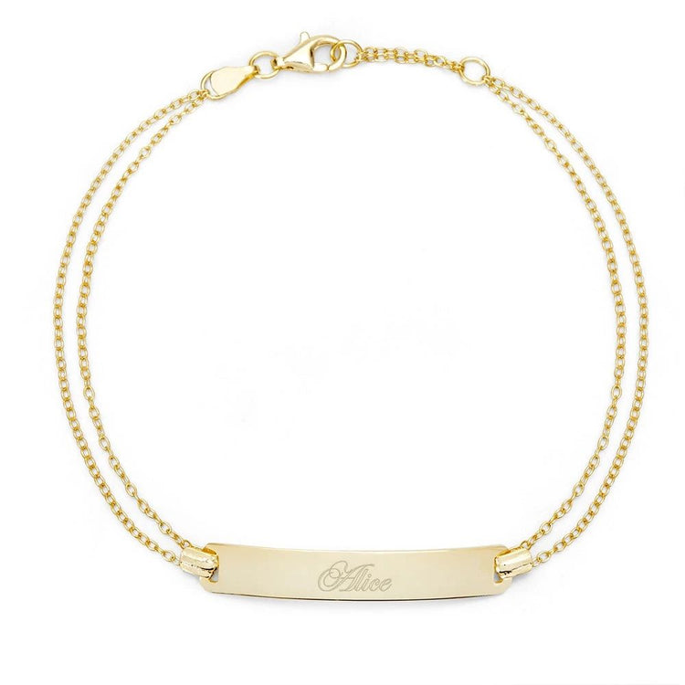 Bracelet gravé double chaîne en argent sterling 925