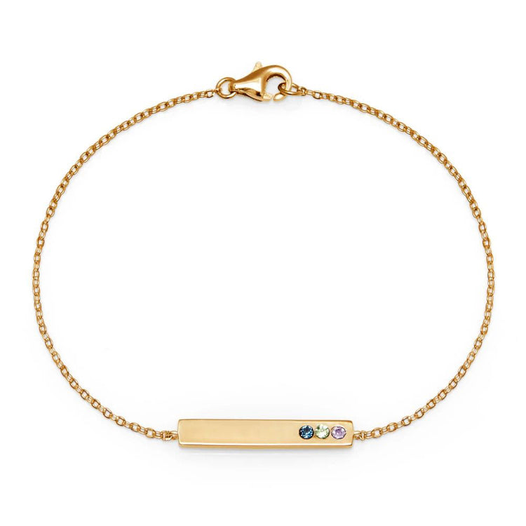 925 Sterling Silver Custom Bar Name Bracelet With Birthstone, Birthday Gift For Her