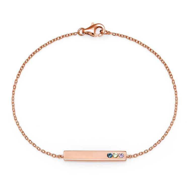 925 Sterling Silver Custom Bar Name Bracelet With Birthstone, Birthday Gift For Her