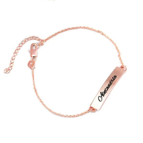 925 Sterling Silver Personalized Name Bar Bracelet