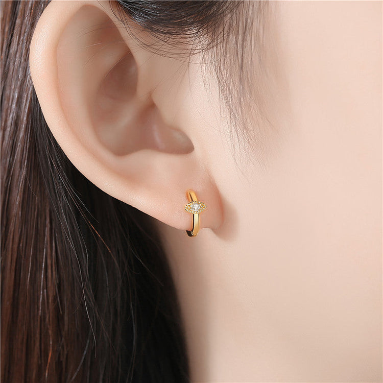 925 Sterling Silver Evil Eye Hoop Earrings - onlyone