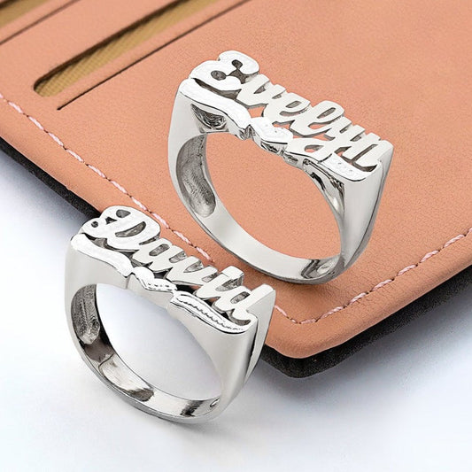 925 Sterling Silver Personalized 3D Name Ring