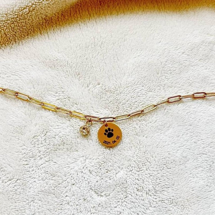 925 Sterling Silver Custom Dog Paw Anklet In Clip Chain