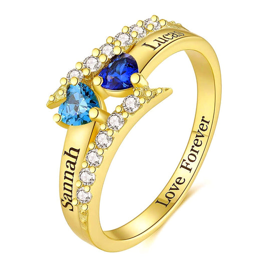 925 Sterling Silver Personalized Love Heart Mothers Ring