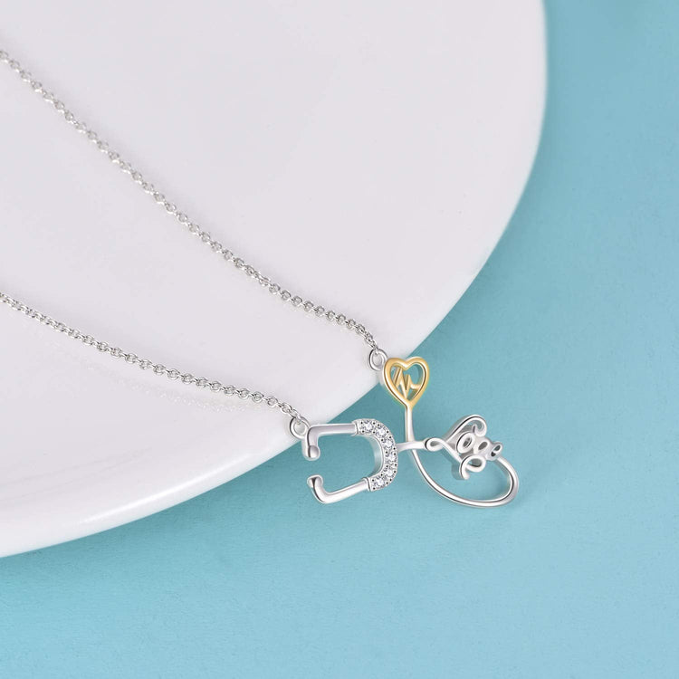 925 Sterling Silver Stethoscope Necklace